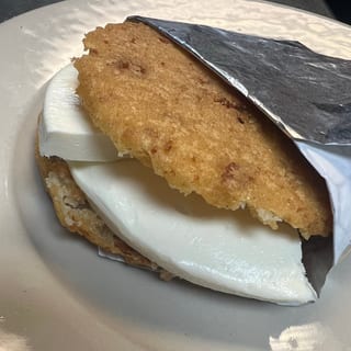 Pork Rind Arepa With Queso De Mano ( Arepa de chicharron con queso de mano )