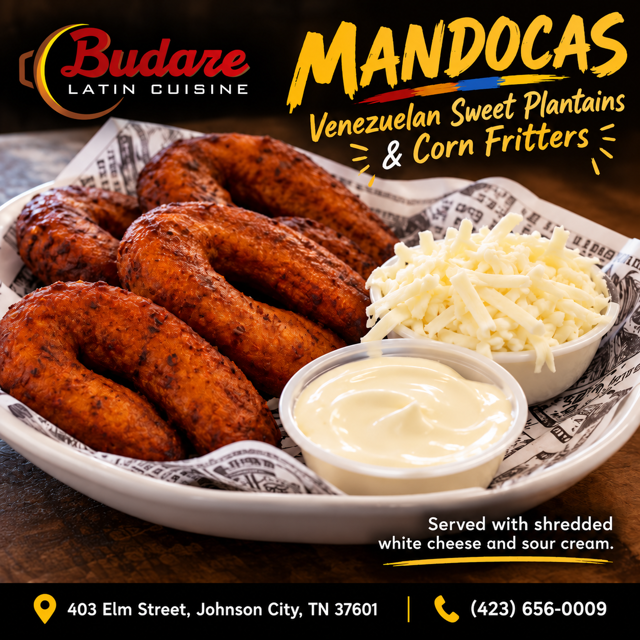 Mandocas – Venezuelan Sweet Plantain & Corn Fritters.