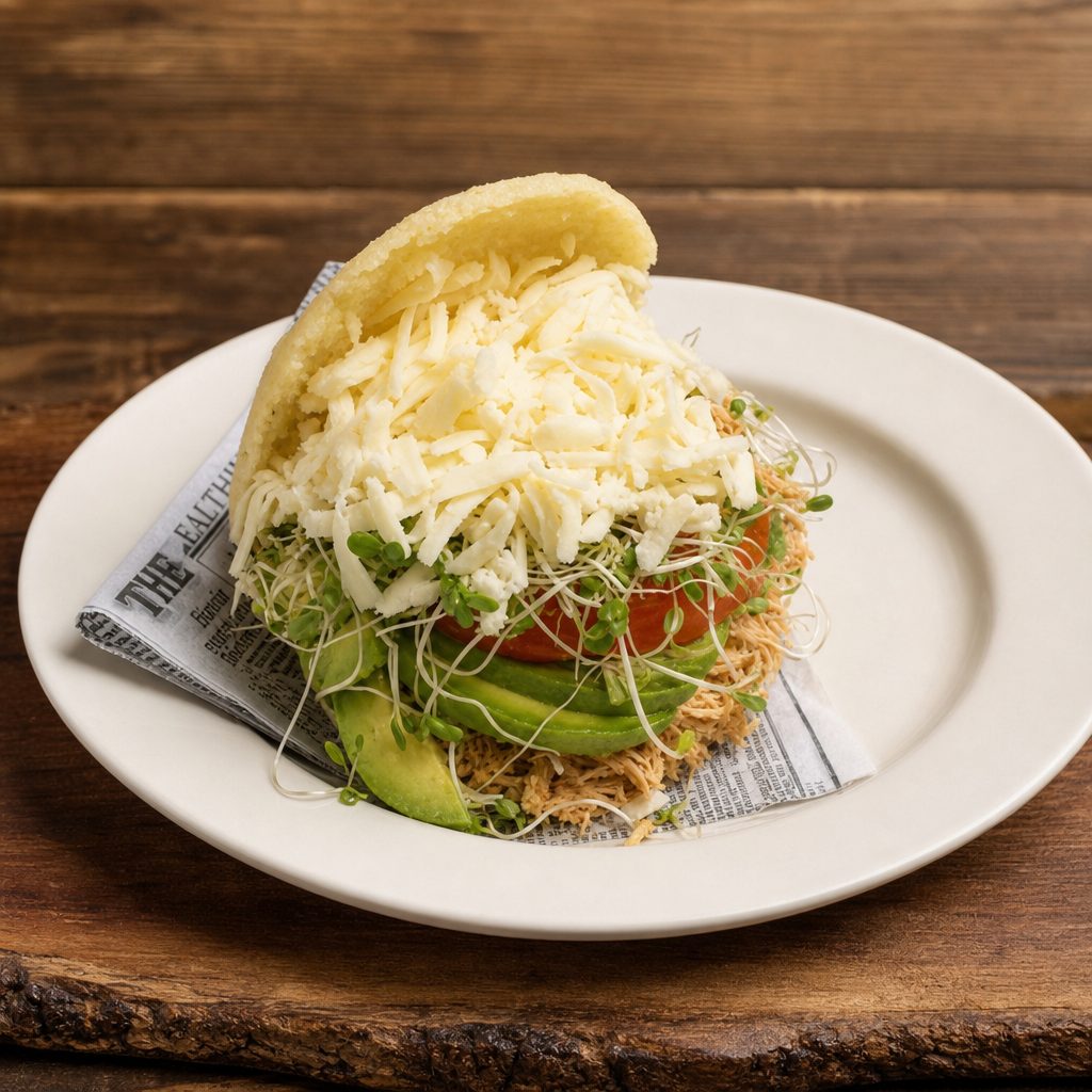 Vegetarian Con Pollo Arepa.